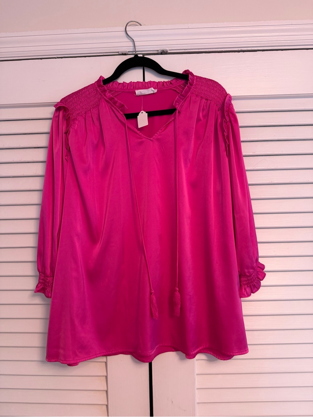 First Love Hot Pink Peasant Blouse